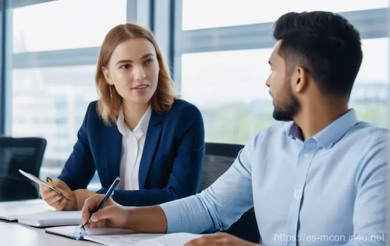 경영컨설턴트의 면접 준비법 - **"Consulting Case Study Session"**
    A group of three diverse professionals (two women, one man, ...