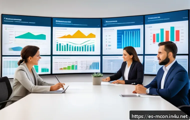 컨설턴트의 로드맵 작성 방법 - A professional business consulting meeting scene in a modern Spanish office, with diverse team membe...