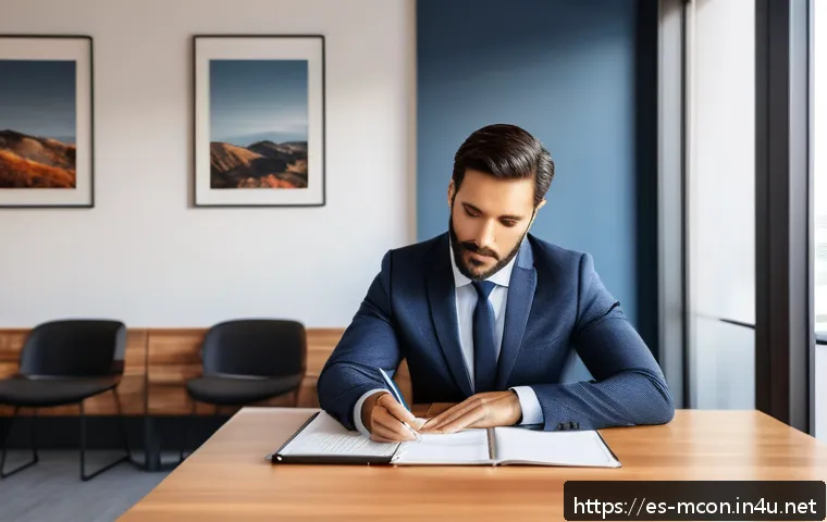 경영컨설턴트 실무 기술 - A professional business consultant actively listening to a client in a modern Spanish office setting...